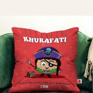 Indigifts Satin Khurafati Printed Cushion Cover 12 x12 Inch with Filler (Red)