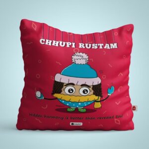 Chhupi Rustam: Printed Satin Cushion Cover with Filler