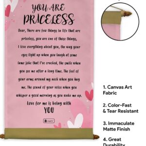 Indigifts Valentines Day Gifts For Girlfriend You are Priceless Printed Pink Scroll Card 17×9.5 Inches – Best Gift for Boyfriend Birthday, Anniversary Gift for Girlfriend, Love Gifts for Him/ Her