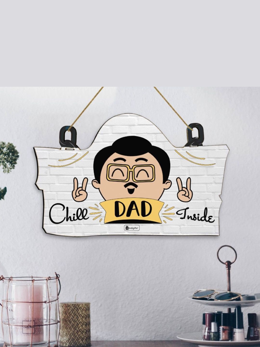 Indigifts Chill Dad Inside Wall Hanging 11.05×7 Inch- Wall Hanging D?cor, Wall Hanging for Home Decoration, Birthday Gift for Cool Dad