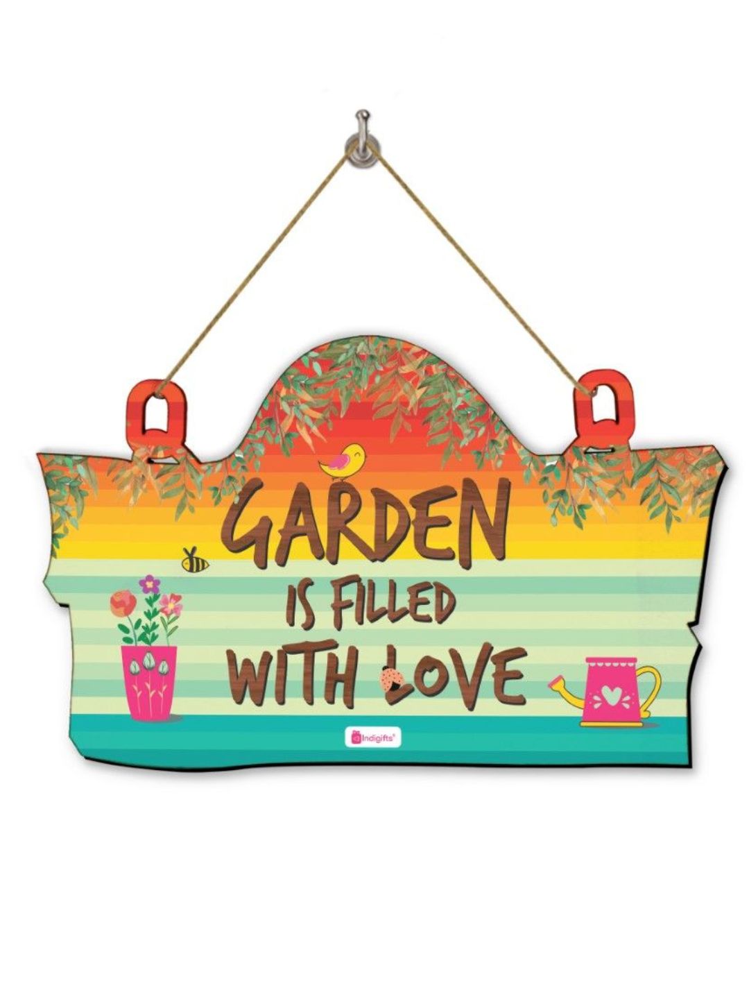 Indigifts Design Wooden Door Wall Hanging Family Funny Quirky Quote (Garden Hanging) Garden Wall Hanging