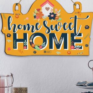 Indigifts Home Sweet Home Printed Wooden Home Entrance Decor 11.05×7 Inches – Home Decoration| Home Decor for Wall | Material: 4mm Medium Density Fiber made out of wooden residual glued under heat