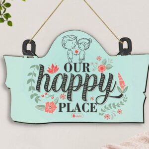 Our Happy Place Wooden Door Wall Hanging Gift