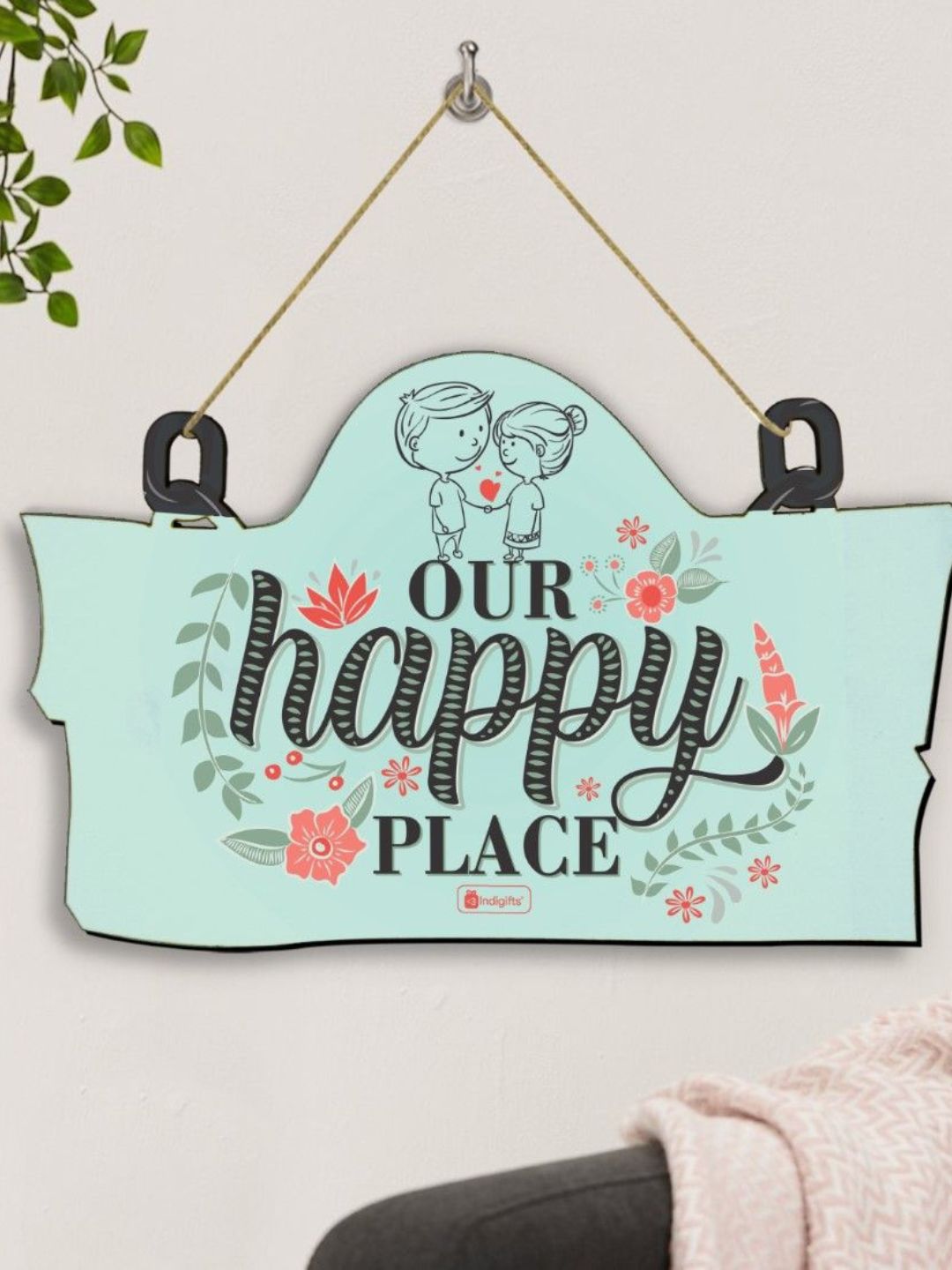 Indigifts Wooden Door Wall Hanging Valentine Gift for Girlfriend Boyfriend Couple You Are My Happy Place 11.05×7 Inch – Gift for Boyfriend, Gift for Girlfriend, Gift For Lover, Gifts For Couple