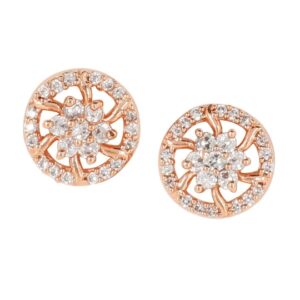 Accessher Stunning Rose Gold Plated Delicate American Diamonds Studded Minimal Design Stud Earrings Pack of 3 with Push Back Closure for Women and Girls