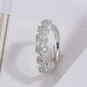 ACCESSHER Stunning Silver Plated Contemporary Style Inspired Delicate American Diamonds Embellished Minimal Design Adjustable Finger Ring for Women and Girls
