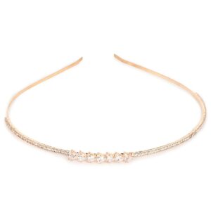 Accessher Stunning Rose Gold Plated Sparkling American Diamonds Studded Delicate and Elegant Metallic Hair Band/Head Band for Women and Girls (Pack of 1)